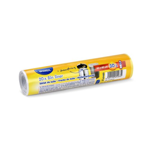 Vrecko do koša (HDPE) zaťahovacie biele 50 x 60 cm 30L `M`, 20 ks