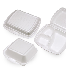 Boxy s integrovaným viečkom z penového polystyrénu(obaly na jedlo).