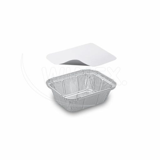Miska (ALU) hranatá 129 x 103 x 34 mm 250ml + viečko, 20 ks