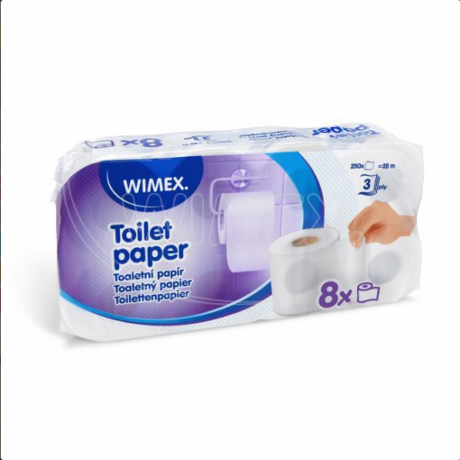 Toaletný papier ,FSC Mix, 3vrstvý biely Ø12cm 28m 250 útržkov ,8 ks