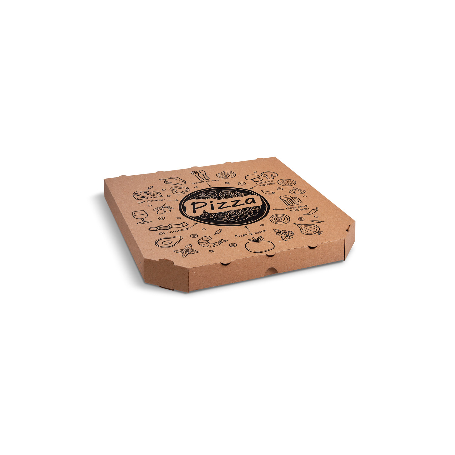 72062 Krabica na pizzu mikrovlnitá lepenka 32 × 32 × 3 cm kraft (100 ks)