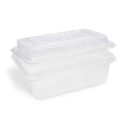 Miska (rPET) s viečkom hranatá priehľadná 750 + 400 ml, 50 ks