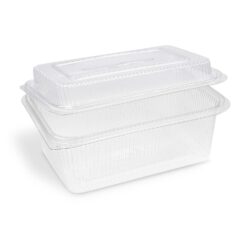 Miska (rPET) s viečkom hranatá priehľadná 750 + 400 ml, 50 ks