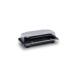 Miska na Sushi + viečko (PP/rPET) čierna + priehľadné 167 x 93 x 45 mm (50 sád)