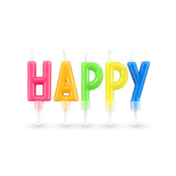 Set sviečok na špajdli "HAPPY BIRTHDAY" 65mm (1 sada)